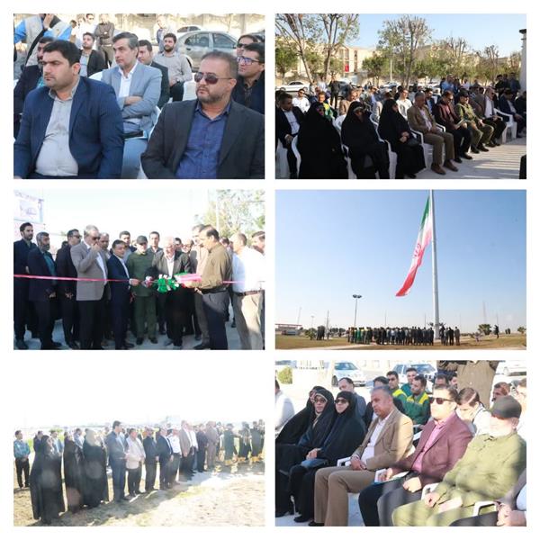 حضور رییس و اعضای شورای شهر بوشهر در آیین‌افتتاح گذر سلامت   و به اهتزار در آمدن پرچم جمهوری اسلامی ایران در میدان غدیر